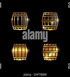 Golden Wooden Barrel Icon Stock Vector