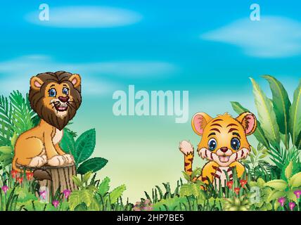 Illustration of a big lion in the garden Stock Vector Image & Art - Alamy