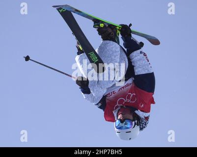 Zhangjiakou, China. 19th Feb, 2022. Alex Ferreira of the United States competes in the Men's Freestyle Skiing Halfpipe finals at the 2022 Beijing Winter Olympics in Zhangjiakou, China on Saturday, February 19, 2022. Nico Porteous of New Zealand won the gold medal.David Wise of the United States won the silver medal and .Ferreira won the bronze medal. Photo by Bob Strong/UPI Credit: UPI/Alamy Live News Stock Photo