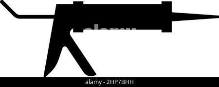 Silicone gun Caulking glue seal icon black color vector illustration flat style image Stock Vector