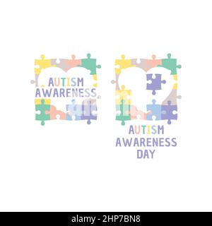 Autism awareness day colorful puzzle Stock Vector