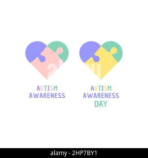 Autism awareness day colorful puzzle Stock Vector