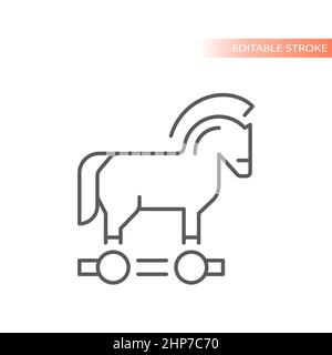 Trojan horse line vector icon Stock Vector