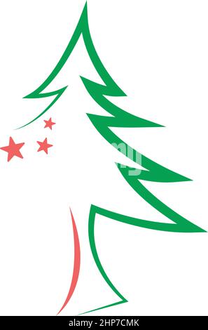 Christmas Tree icon flat design template Stock Vector