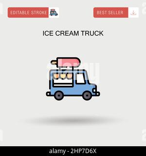 Ice cream truck Simple vector icon. Stock Vector