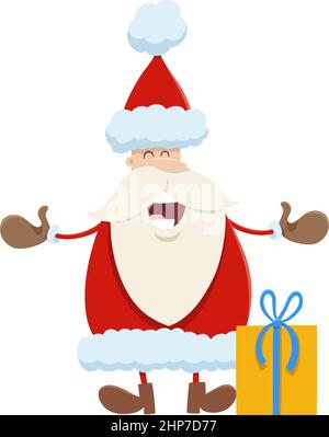 cartoon Santa Claus singing a carol on Christmas time Stock Vector
