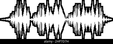 Sound wave audio digital equalizer technology oscillating music contour outline icon black color vector illustration flat style image Stock Vector