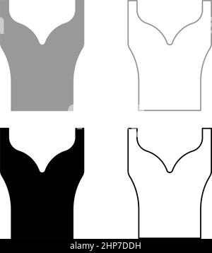 Women's clothing top dress Jersey shirt blouse jumper singlet set icon grey black color vector illustration image flat style solid fill outline contour line thin Stock Vector