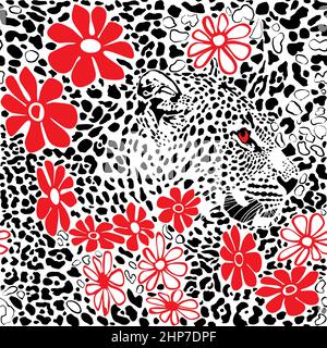 Flover and leopard Stock Vector
