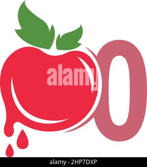 Number zero with tomato icon logo design template illustration Stock Vector