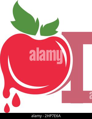 Letter I with tomato icon logo design template illustration Stock Vector