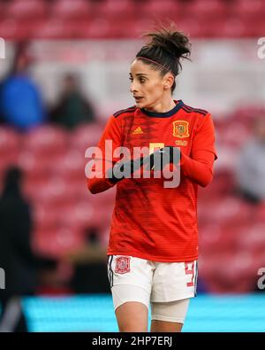 Middlesborough, England, February 17th 2022: Esther Gonzalez (9 Spain) looks on during the Arnold Clark Cup football match between Germany and Spain at Riverside Stadium in Middlesborough, England.  Daniela Porcelli /SPP Stock Photo