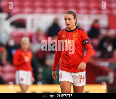 Middlesborough, England, February 17th 2022: Captain Alexia Putellas (14 Spain) in action during the Arnold Clark Cup football match between Germany and Spain at Riverside Stadium in Middlesborough, England.  Daniela Porcelli /SPP Stock Photo