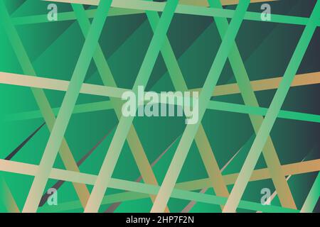 Construction futuristic concept vector artistic template copy space design. Green retro gradient colors. Abstract texture geometric shapes line pattern. Striped tile graphic background banner cover Stock Vector