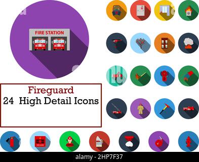 Fireguard Icon Set Stock Vector