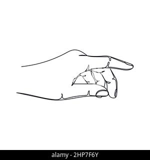 Vector abstract continuous one single simple line drawing icon of hand showing gesture in silhouette sketch. Stock Vector