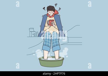 Fever and getting flu concept. Stock Vector