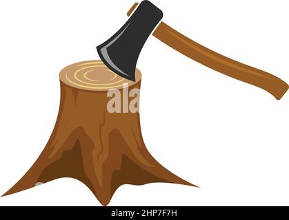axe with tree wood stump  icon vector illustration design template Stock Vector