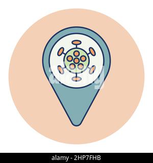 Map pointer, pin map and corona virus vector icon Stock Vector