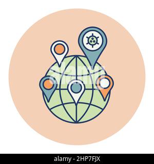 Planet Earth globe with icon of coronavirus Stock Vector