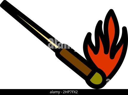 Burning Matchstik Icon Stock Vector