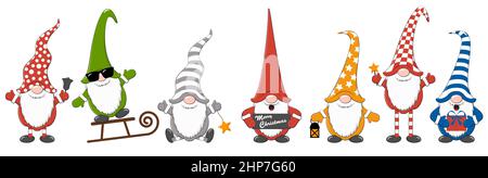 christmas time gnomes cartoon style Stock Vector