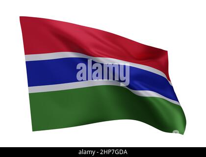 3d illustration flag of Gambia. Gambian high resolution flag isolated against white background. 3d rendering Stock Photo