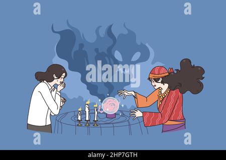Telling fortunes and witchcraft concept Stock Vector