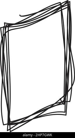 Hand drawn rectangle doodle, sketch scribble element, pencil art design outline stroke glyph illustration Stock Vector