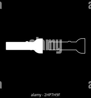 Torch Flashlight Light device icon white color vector illustration flat style image set Stock Vector