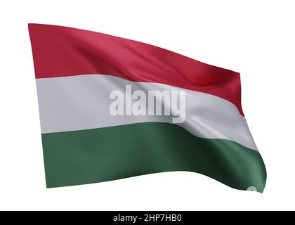 3d illustration flag of Hungary. Hungarian high resolution flag isolated against white background. 3d rendering Stock Photo