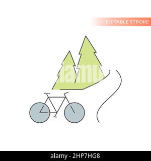 Outdoors biking line vector icon Stock Vector