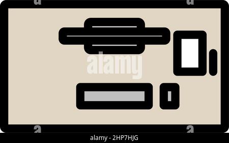 Office Table Top View Icon Stock Vector