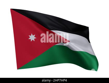 3d illustration flag of Jordan. Jordanian high resolution flag isolated against white background. 3d rendering Stock Photo