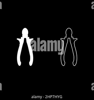 Cutting pliers side cutter hand tools for cutting wires icon white color vector illustration flat style image set Stock Vector