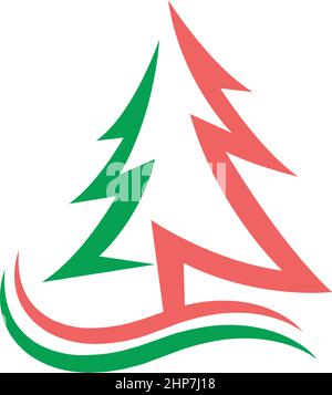 Christmas Tree icon flat design template Stock Vector
