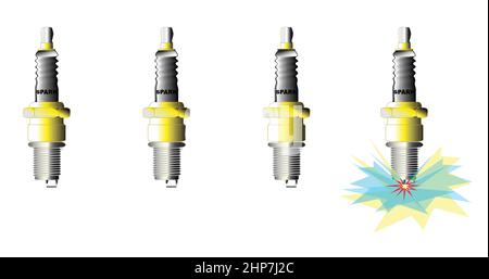 Set Of 4 Spark Plugs Stock Vector
