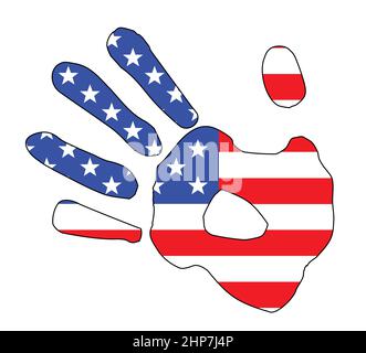 Stars And Stripes Hand Print Silhouette Stock Vector