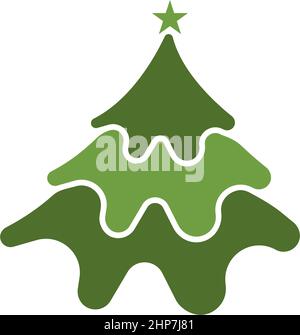 Christmas Tree icon flat design template Stock Vector