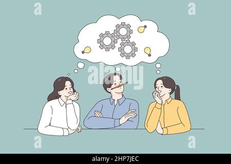 Teamwork, discussion and brainstorm concept Stock Vector