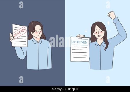 Rejection and approval in work concept. Stock Vector