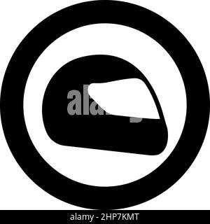 Helmet motorcycle racing sport icon in circle round black color vector illustration image solid outline style Stock Vector