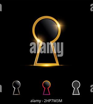 Golden Key Hole Vector Sign Stock Vector