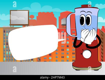 Food Blender with hands over mouth as a cartoon character with face Stock Vector