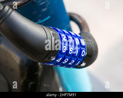 Bicycle combination lock with cable Stock Photo