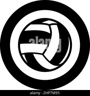 Volleyball ball sport equipment icon in circle round black color vector illustration image solid outline style Stock Vector