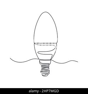 Single one line drawing light bulb line icon - Stock