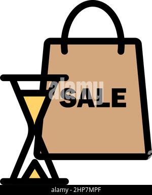Sale Bag With Hourglass Icon Stock Vector