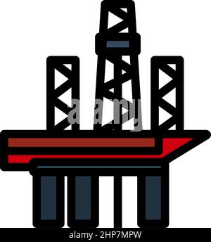 Oil Sea Platform Icon Stock Vector