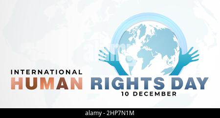 International human rights day awareness months vector, 10 December illustration with globe and hands. for poster, flyer, banner, and symbol of humanity Stock Vector
